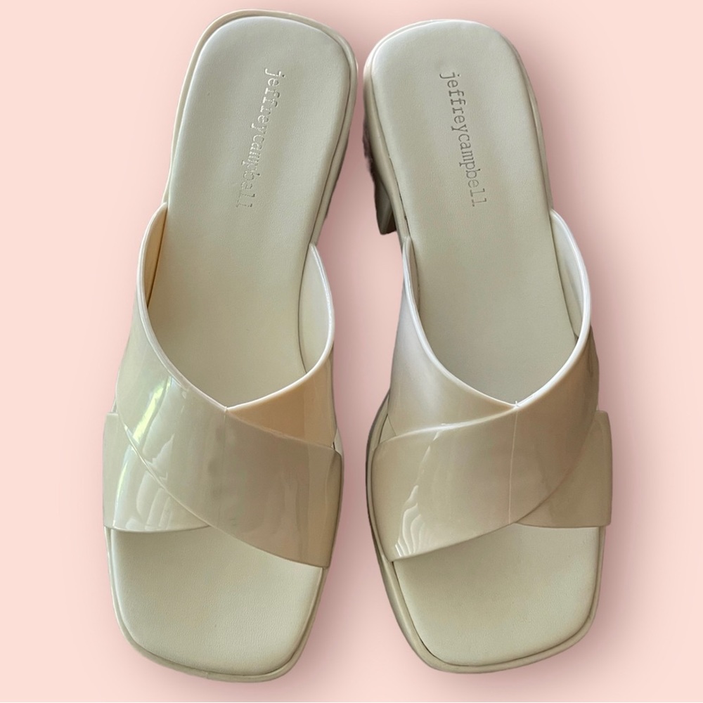 Jeffrey Campbell bubblegum cream shiny jellies size 8